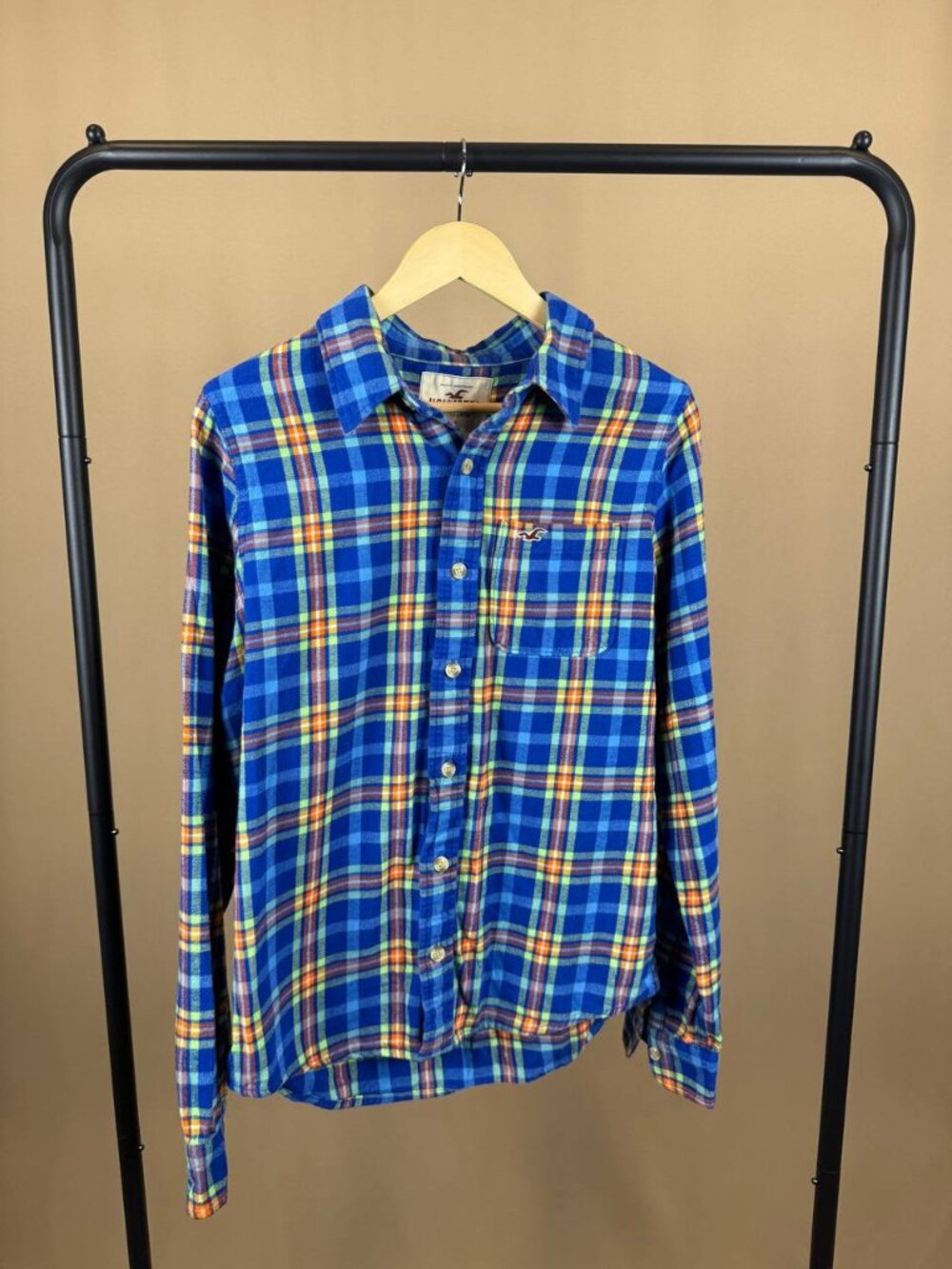 Hollister Blue Plaid Flannel Button-Up Shirt Men’s Large